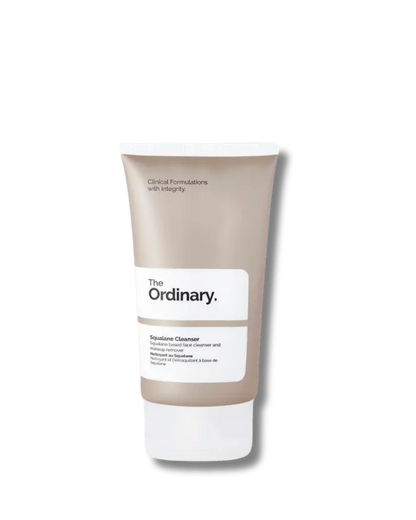 The Ordinary Squalane Cleanser 150mL tube showing the balm-to-oil texture for gentle cleansing and makeup removal - Official US Edition.