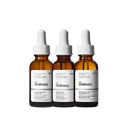 The Ordinary The Antioxidant Collection 3-step routine for brightening and protection including EUK 134, Resveratrol + Ferulic, and Pycnogenol - Official US Edition.