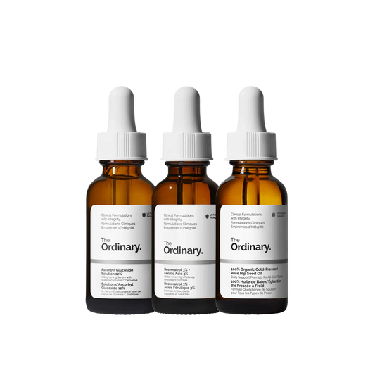 The Ordinary The Antioxidant Collection 3-step routine for brightening and protection including EUK 134, Resveratrol + Ferulic, and Pycnogenol - Official US Edition.