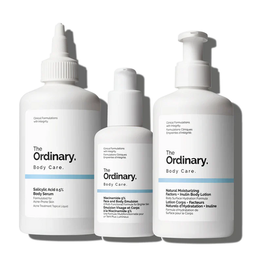 The Ordinary The Body Care Collection 3-step regimen for body clarity, tone, and hydration including Cleanser, BHA Serum, and Niacinamide Emulsion - Official US Edition.