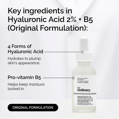 The Ordinary Hyaluronic Acid 2% + B5 (Original) - Multi-Depth Hydration & Plumping | All Skin Types | theordinaryusa.co