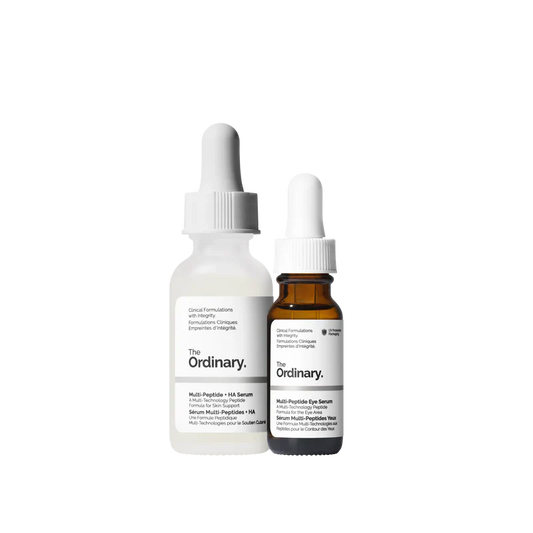 The Ordinary The Multi-Peptide Collection advanced face and eye duo including Multi-Peptide + HA and Multi-Peptide Eye Serum - Official US Edition.