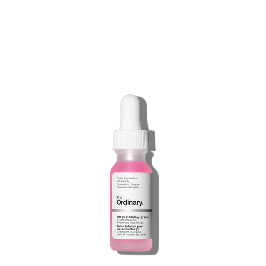The Ordinary PHA 5% Exfoliating Lip Serum 15mL tube for gentle chemical resurfacing and deep hydration with Gluconolactone - Official US Edition.