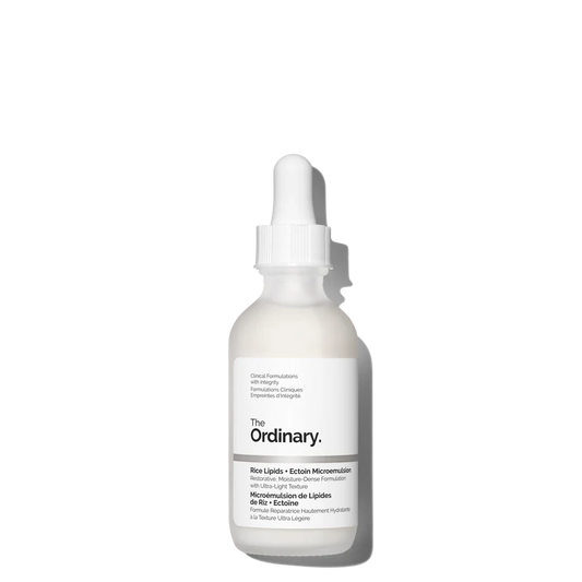 The Ordinary Rice Lipids + Ectoin Microemulsion 30mL bottle for 24-hour soothing and advanced barrier support - Official US Edition.