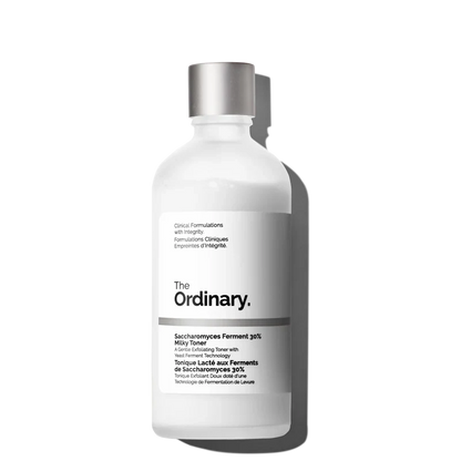 The Ordinary Saccharomyces Ferment 30% Milky Toner 100mL bottle for gentle non-acid exfoliation and barrier support - Official US Edition.