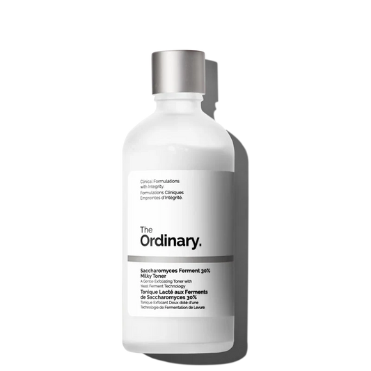 The Ordinary Saccharomyces Ferment 30% Milky Toner 100mL bottle for gentle non-acid exfoliation and barrier support - Official US Edition.
