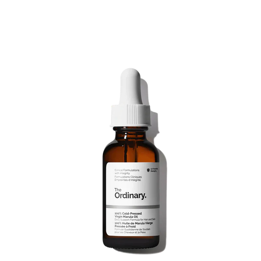 The Ordinary 100% Cold-Pressed Virgin Marula Oil 30ml bottle for antioxidant-rich face and hair hydration - Official US Edition.