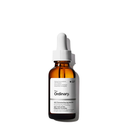 The Ordinary 100% Fermented Rose Hip Seed Oil 30ml bottle for advanced soothing and anti-aging treatment - Official US Edition.