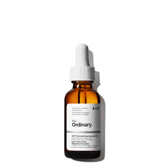 The Ordinary 100% Fermented Rose Hip Seed Oil 30ml bottle for advanced soothing and anti-aging treatment - Official US Edition.