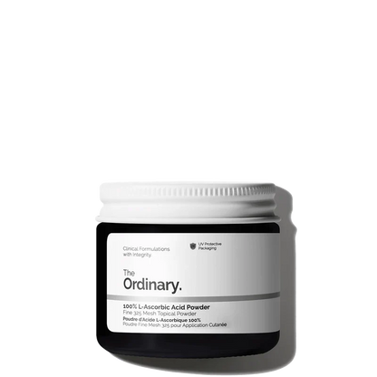 The Ordinary 100% L-Ascorbic Acid Powder 20g jar with mixing scoop for customizable Vitamin C treatment - Official US Edition.