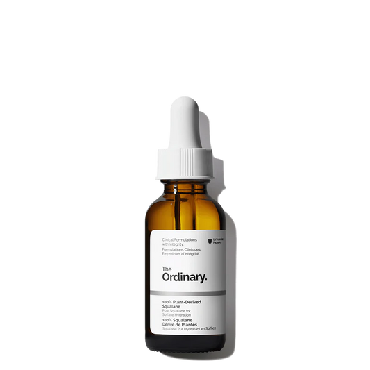 The Ordinary 100% Plant-Derived Squalane 30ml bottle for multi-use skin and hair hydration - Official US Edition.