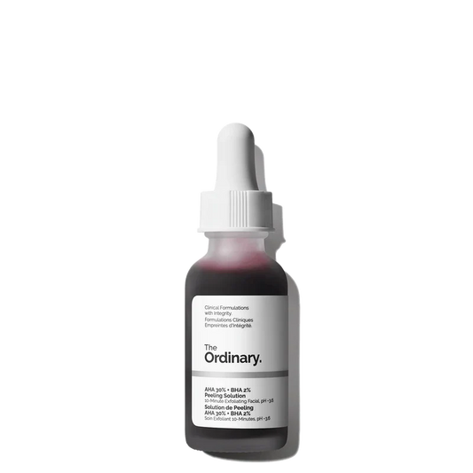The Ordinary AHA 30% + BHA 2% Peeling Solution 30ml bottle for advanced 10-minute exfoliating facial - Official US Edition.