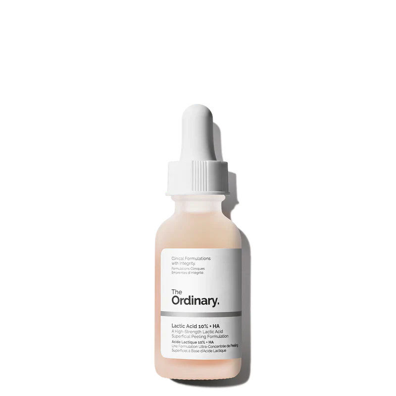 The Ordinary Lactic Acid 10% + HA 30ml bottle for high-strength surface exfoliation and hydration - Official US Edition.