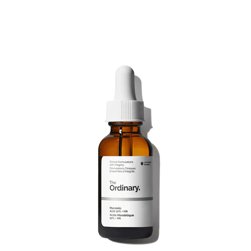 The Ordinary Mandelic Acid 10% + HA 30ml bottle for ultra-gentle surface exfoliation and hydration - Official US Edition.