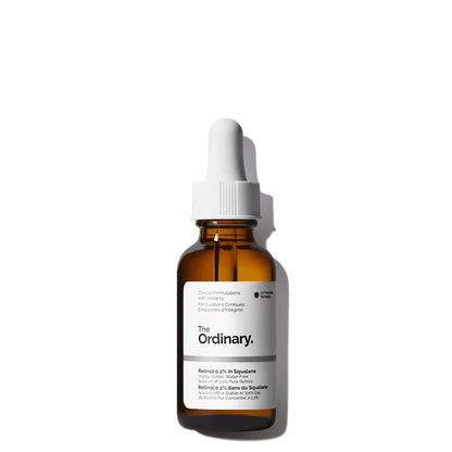 The Ordinary Retinol 0.2% in Squalane 30ml bottle for mild entry-level anti-aging and gentle resurfacing - Official US Edition.