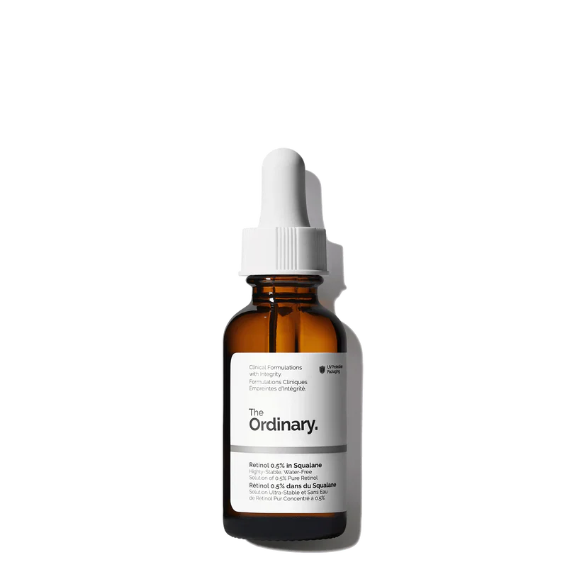 The Ordinary Retinol 0.5% in Squalane 30ml bottle for moderate-strength intermediate anti-aging and resurfacing - Official US Edition.