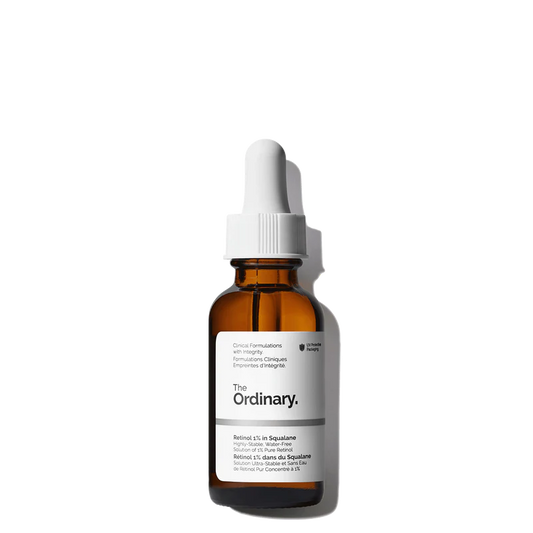 The Ordinary Retinol 1% in Squalane 30ml bottle for high-strength advanced anti-aging and professional resurfacing - Official US Edition.
