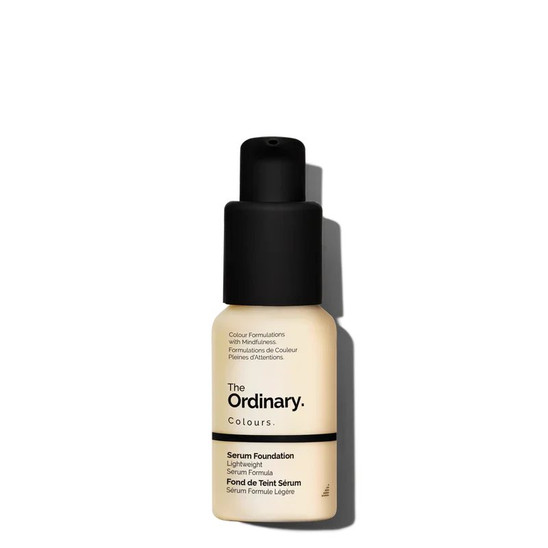 The Ordinary Serum Foundation 30ml bottle for lightweight natural-finish coverage in inclusive shades - Official US Edition.